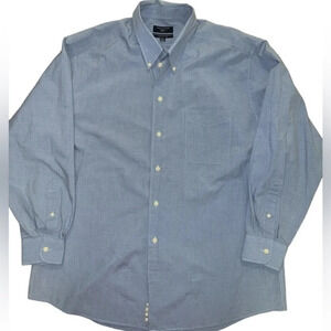 Dockers Long Sleeve Button Down Oxford Blue Checked Shirt